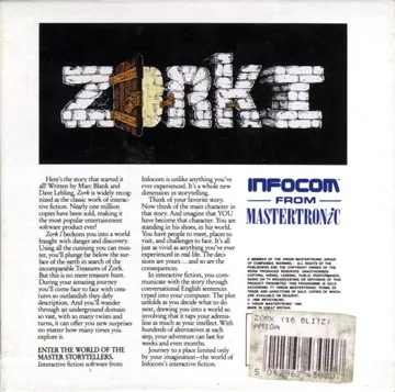 Zork I - The Great Underground Empire box cover back